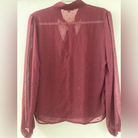 ❤️❤️Nordstrom’s Long Sleeve Frontal Neck Tie Burgundy Long Sleeve Blouse - Picture 5 of 10